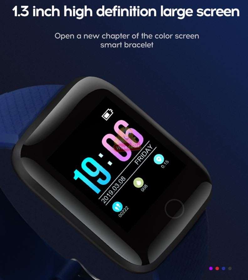 Bluetooth Fitness Smart Watch - Monitor Heart Rate, Blood Pressure, Blood Oxygen, Calorie, Distance