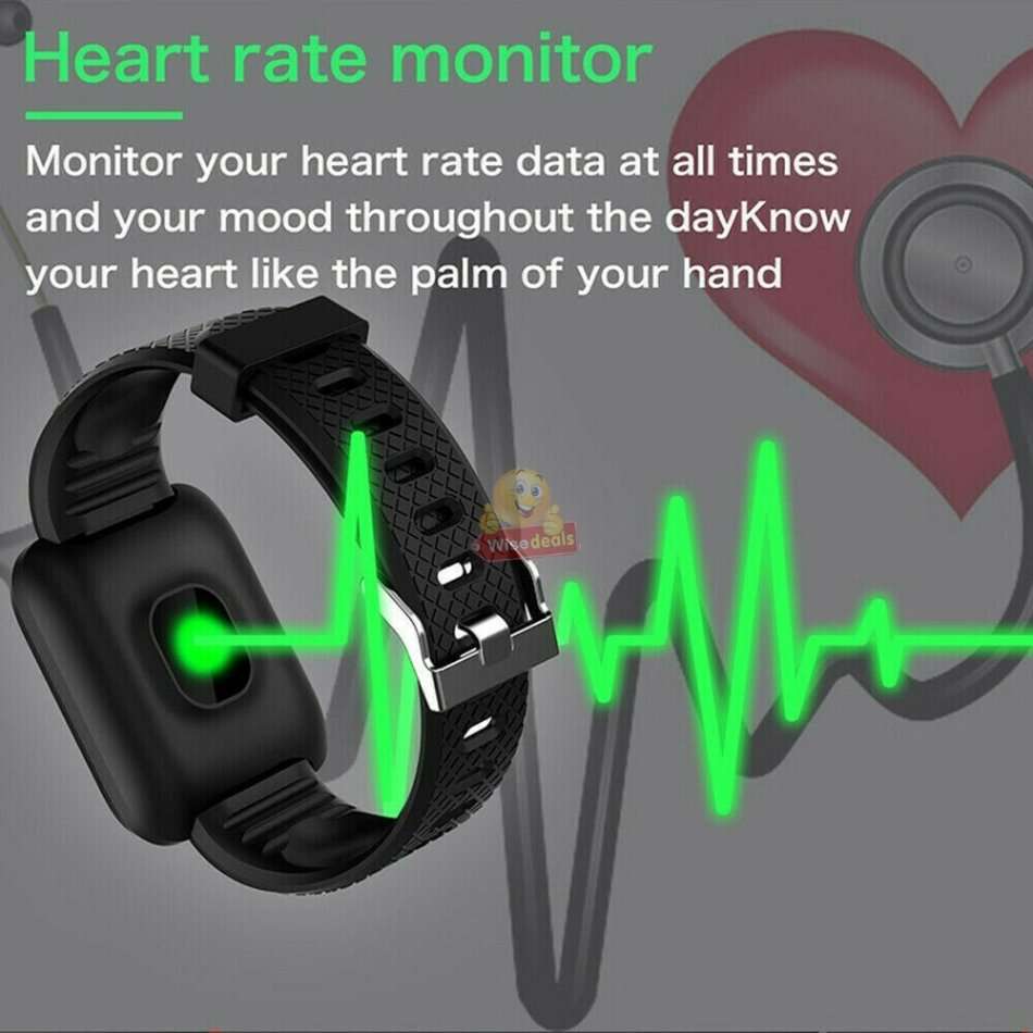 Bluetooth Fitness Smart Watch - Monitor Heart Rate, Blood Pressure, Blood Oxygen, Calorie, Distance