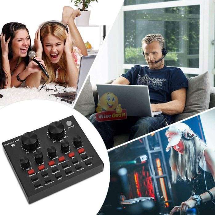 Rechargeable Bluetooth Live Sound Card, Various Electric Sound Effects, Support IOS & Android