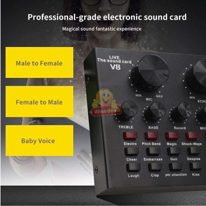 Rechargeable Bluetooth Live Sound Card, Various Electric Sound Effects, Support IOS & Android
