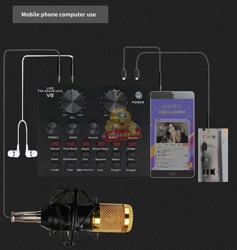 Rechargeable Bluetooth Live Sound Card, Various Electric Sound Effects, Support IOS & Android