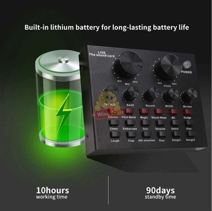 Rechargeable Bluetooth Live Sound Card, Various Electric Sound Effects, Support IOS & Android