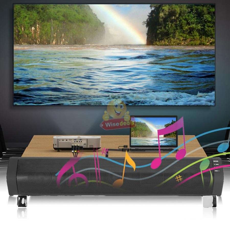 Wireless Bluetooth Soundbar with FM Radio & Build-In Mic, Support SD Card, USB, AUX