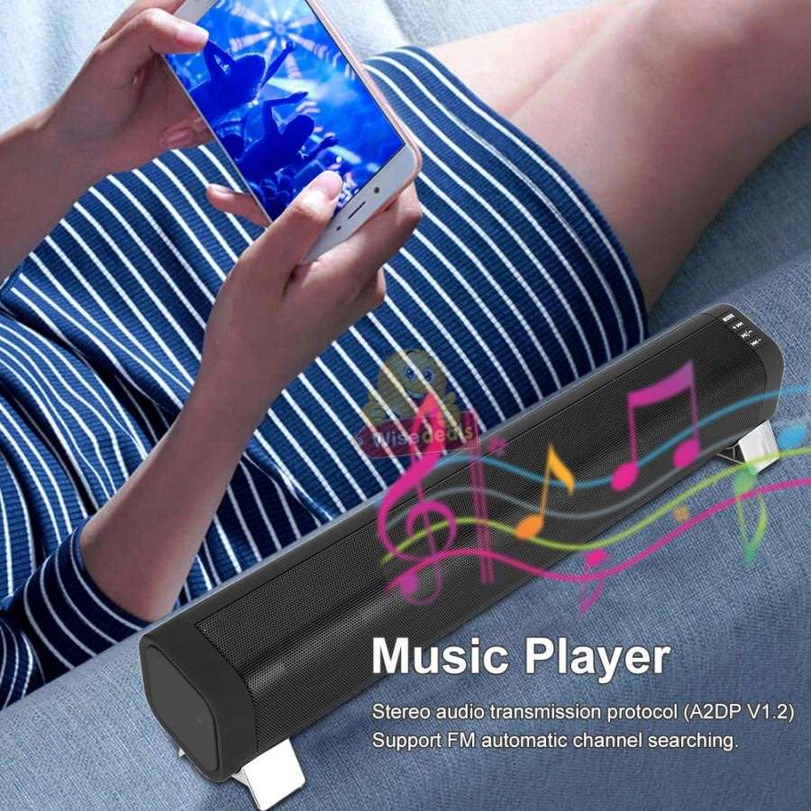 Wireless Bluetooth Soundbar with FM Radio & Build-In Mic, Support SD Card, USB, AUX