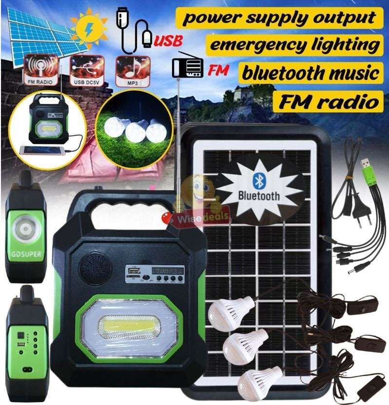 BLUETOOTH SOLAR Lightening System, for Indoor and Outdoor use, Support SD Card, USB ect.