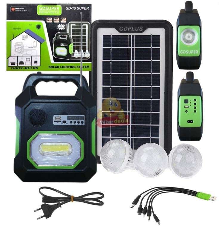 BLUETOOTH SOLAR Lightening System, for Indoor and Outdoor use, Support SD Card, USB ect.