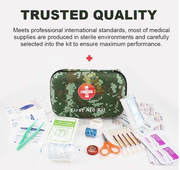 Hard Shell First Aid Kit with Easy Zipper Access, Light weight and perfect for Home use or Outdoors