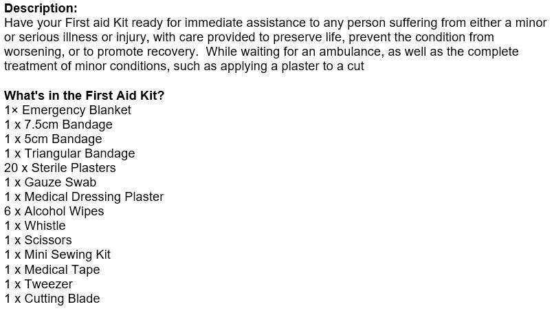 Hard Shell First Aid Kit with Easy Zipper Access, Light weight and perfect for Home use or Outdoors