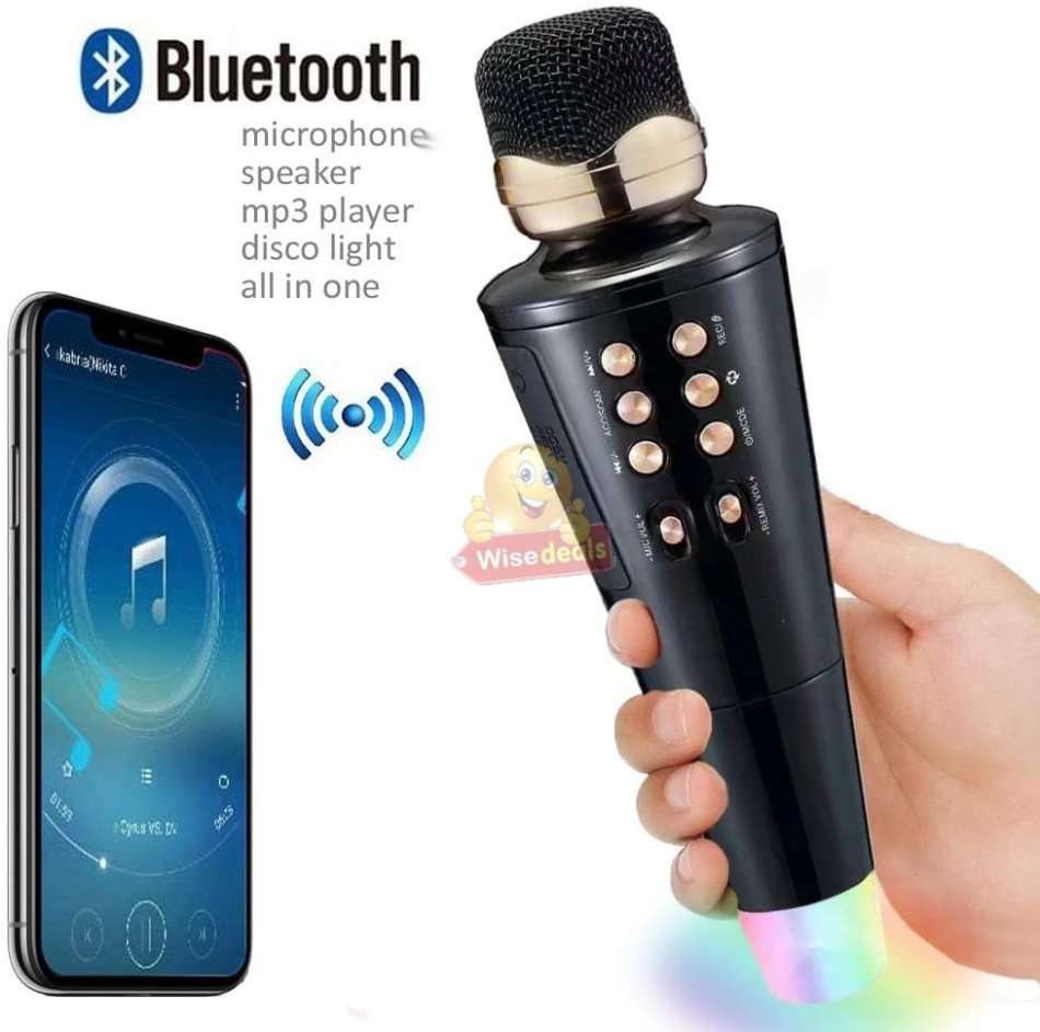 Wireless Bluetooth Karaoke Microphone & Speaker, Support Headphone, Aux, SD Card, USB & FM Radio
