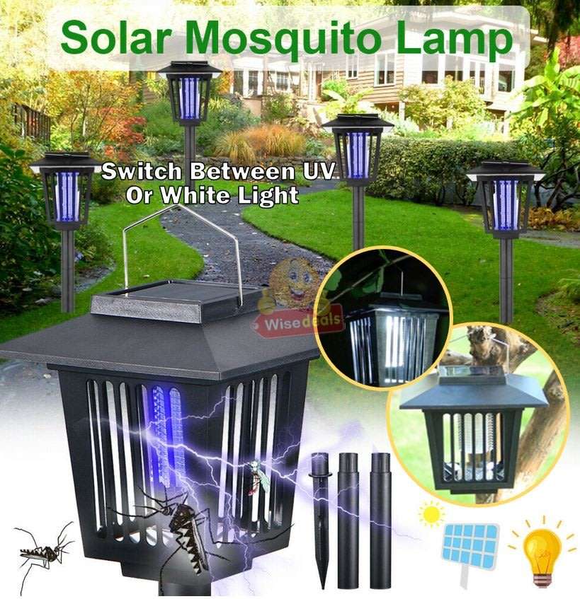 Solar UV Pest Repeller & White LED Garden Light in one.  Say Goodbye to Annoying bugs