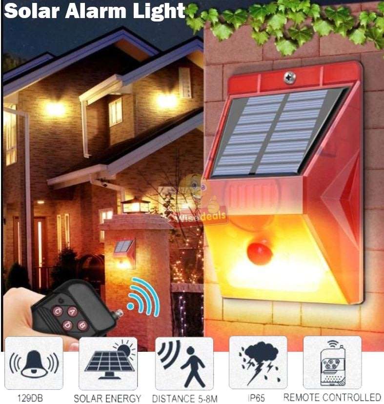 Waterproof Motion Sensor LED SOLAR ALARM LIGHT & Remote  - Your all-in-one Security Necessity