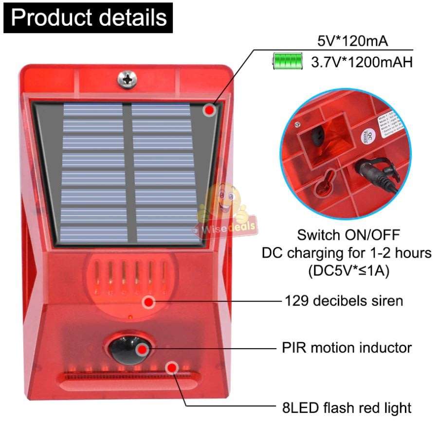 Waterproof Motion Sensor LED SOLAR ALARM LIGHT & Remote  - Your all-in-one Security Necessity