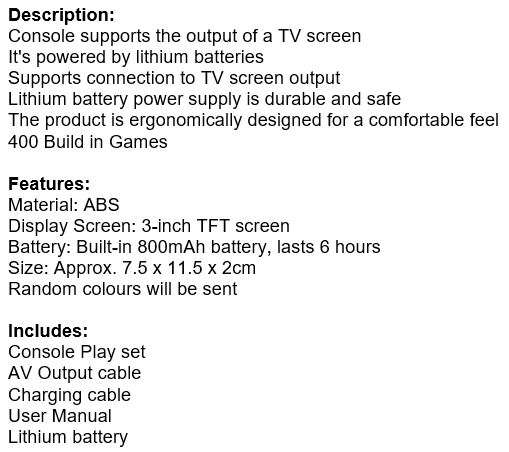 Game Console with 2 Player Controller and 400 Built-in Games, Hours of Fun for the Whole Family