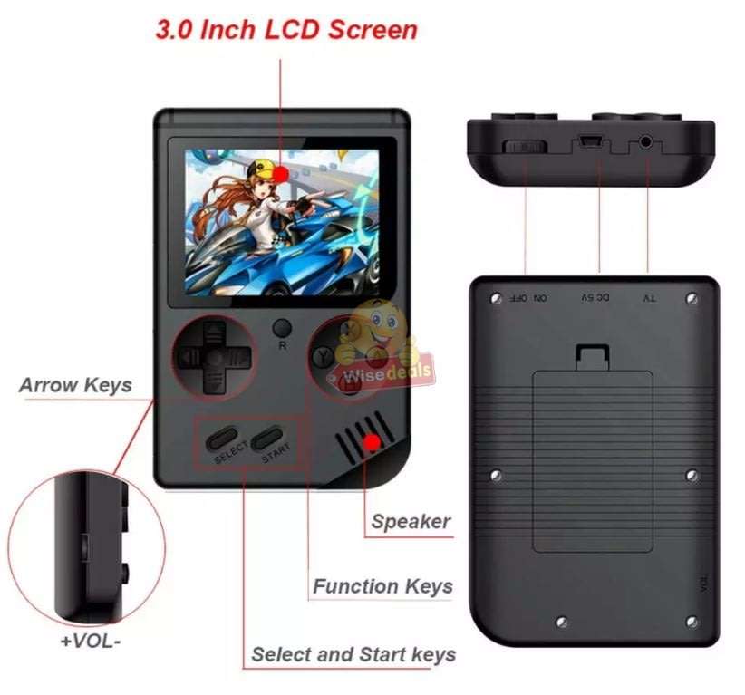 Game Console with 2 Player Controller and 400 Built-in Games, Hours of Fun for the Whole Family