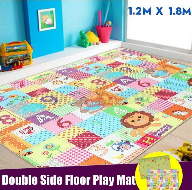 Large Double Sided Educational Play & Crawl Mat, Waterproof & Non-toxic Soft Foam