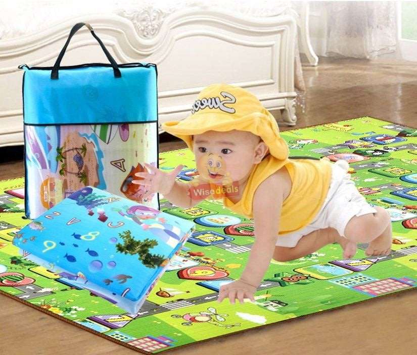Large Double Sided Educational Play & Crawl Mat, Waterproof & Non-toxic Soft Foam