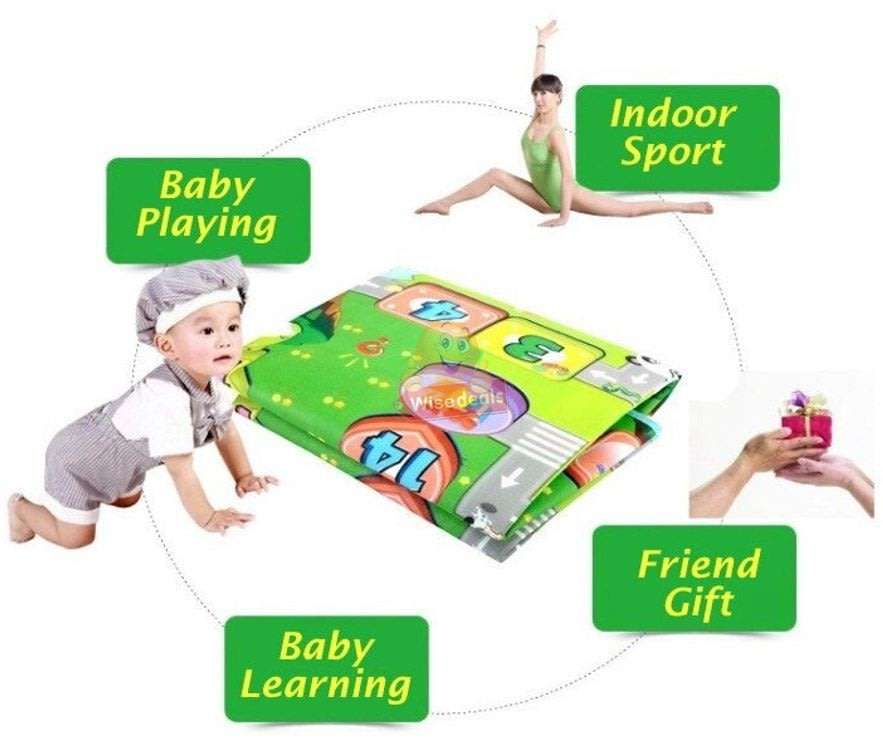 Large Double Sided Educational Play & Crawl Mat, Waterproof & Non-toxic Soft Foam