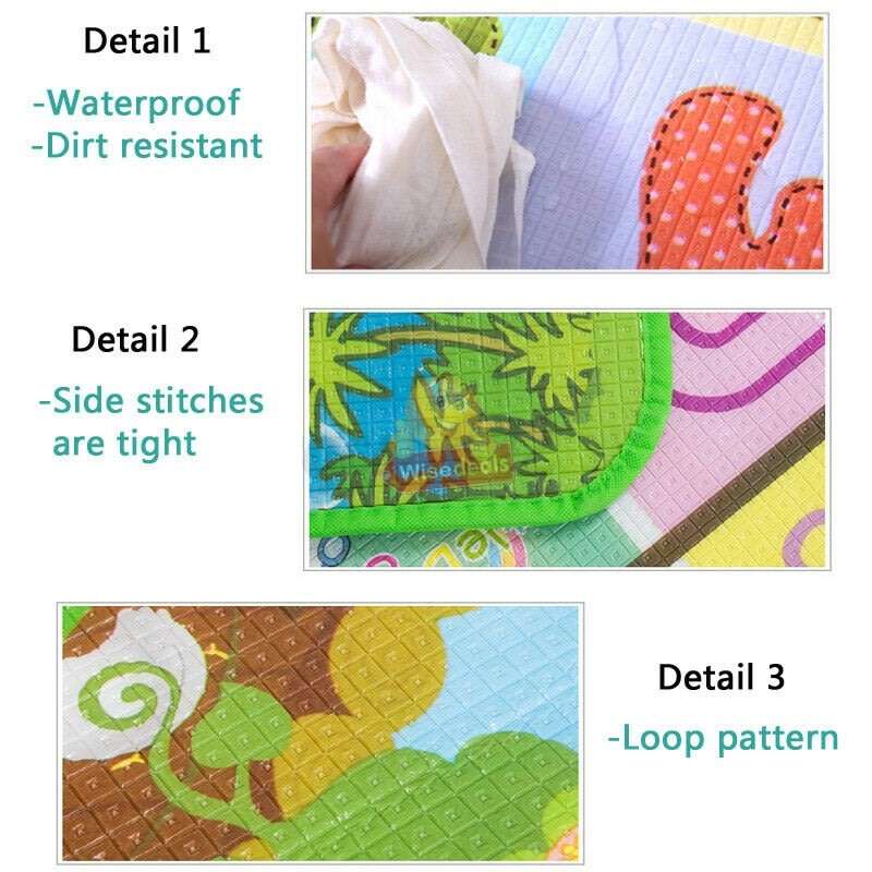 Large Double Sided Educational Play & Crawl Mat, Waterproof & Non-toxic Soft Foam