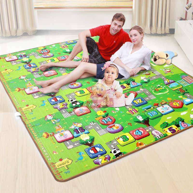 Large Double Sided Educational Play & Crawl Mat, Waterproof & Non-toxic Soft Foam