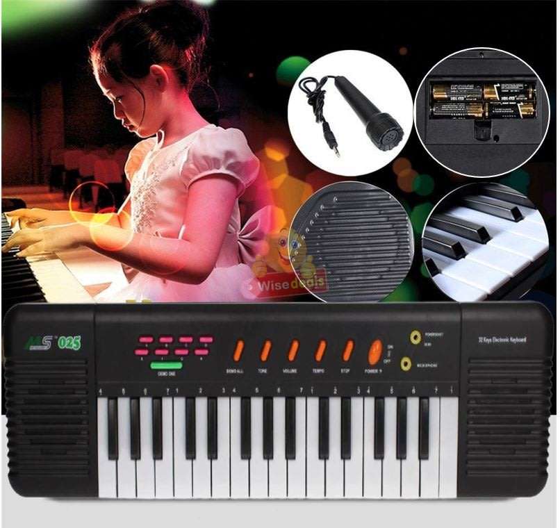 Childrens Piano & Microphone  32 Keys, 24 Demos Songs, 2 Tones, 2 Tempos & Volume Control