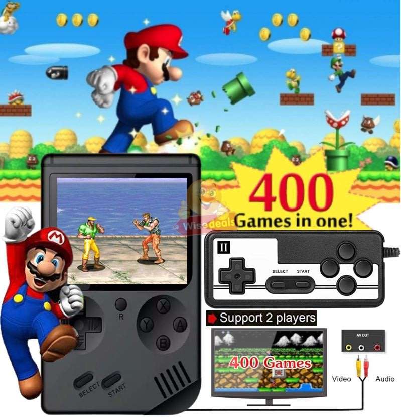 Game Console with 2 Player Controller and 400 Built-in Games, Hours of Fun for the Whole Family