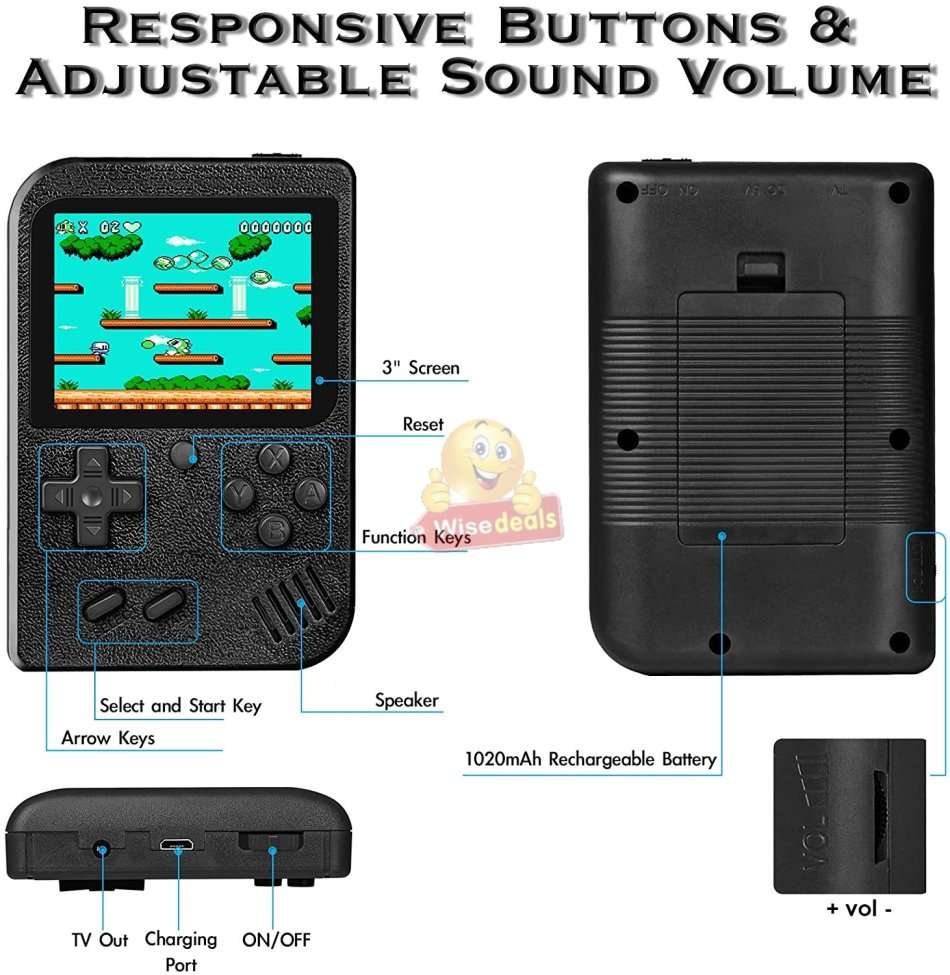 Game Console with 2 Player Controller and 400 Built-in Games, Hours of Fun for the Whole Family