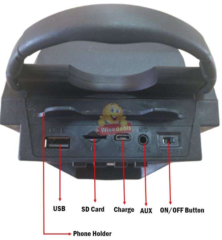 Wireless Bluetooth Speaker with FM Radio & Build-In Mic, Support SD Card, USB, AUX