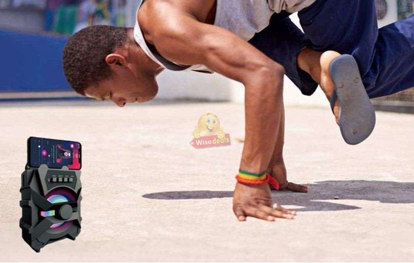 Wireless Bluetooth Speaker with FM Radio & Build-In Mic, Support SD Card, USB, AUX