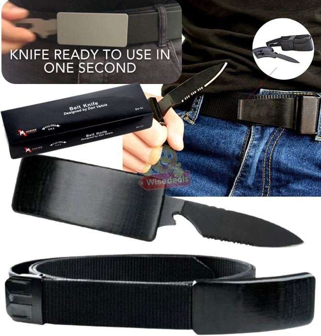 Be Prepared with this Belt with Buckle knife.  Use Indoor, Outdoor, Camping, Hiking, Self defense...