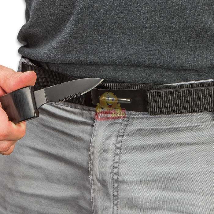 Be Prepared with this Belt with Buckle knife.  Use Indoor, Outdoor, Camping, Hiking, Self defense...