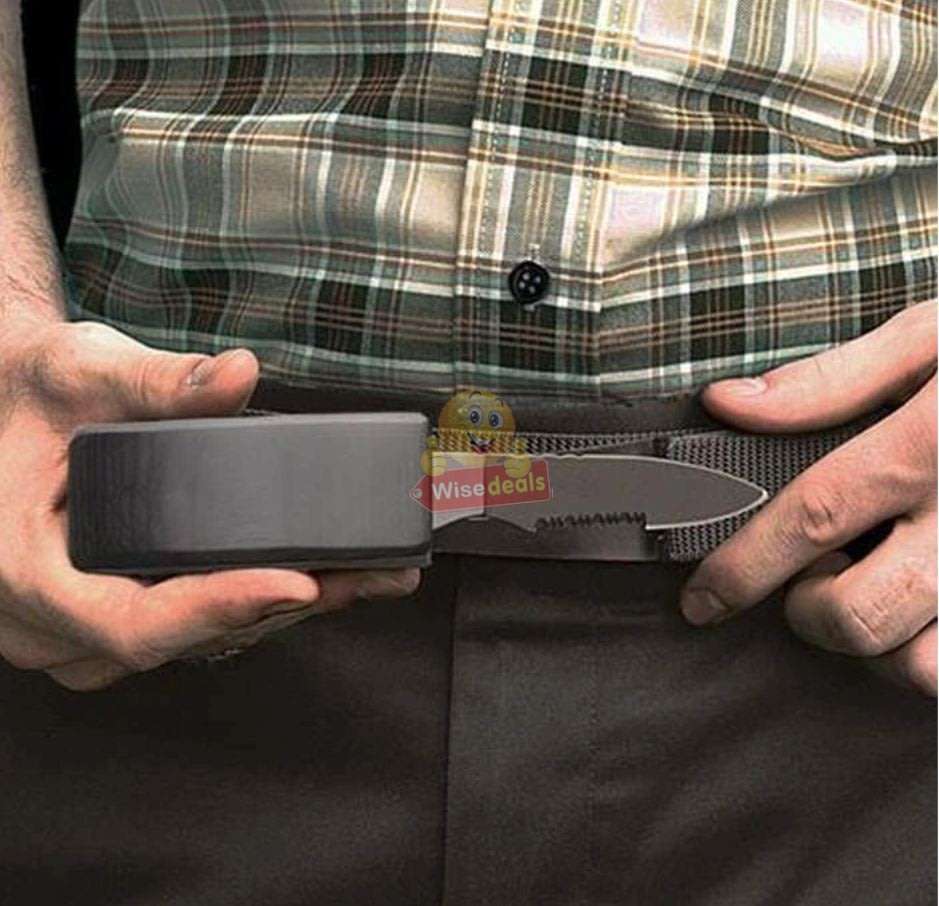 Be Prepared with this Belt with Buckle knife.  Use Indoor, Outdoor, Camping, Hiking, Self defense...