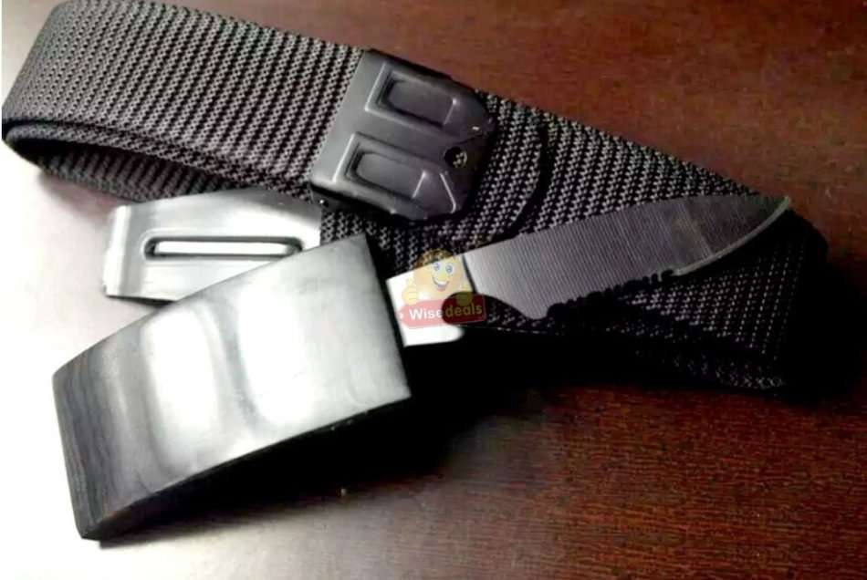 Be Prepared with this Belt with Buckle knife.  Use Indoor, Outdoor, Camping, Hiking, Self defense...