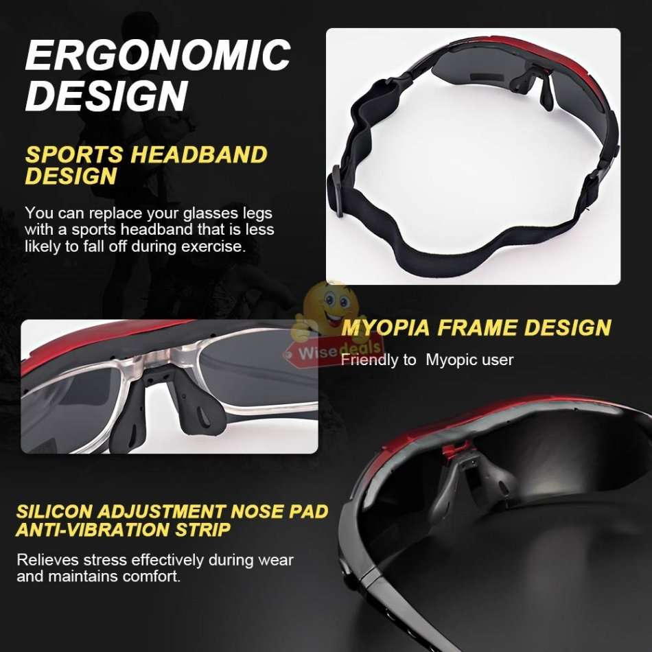 10 Piece Polarized UV400 Sport Sunglasses with 5 changeable Lenses