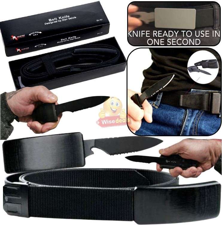 Be Prepared with this Belt with Buckle knife.  Use Indoor, Outdoor, Camping, Hiking, Self defense...