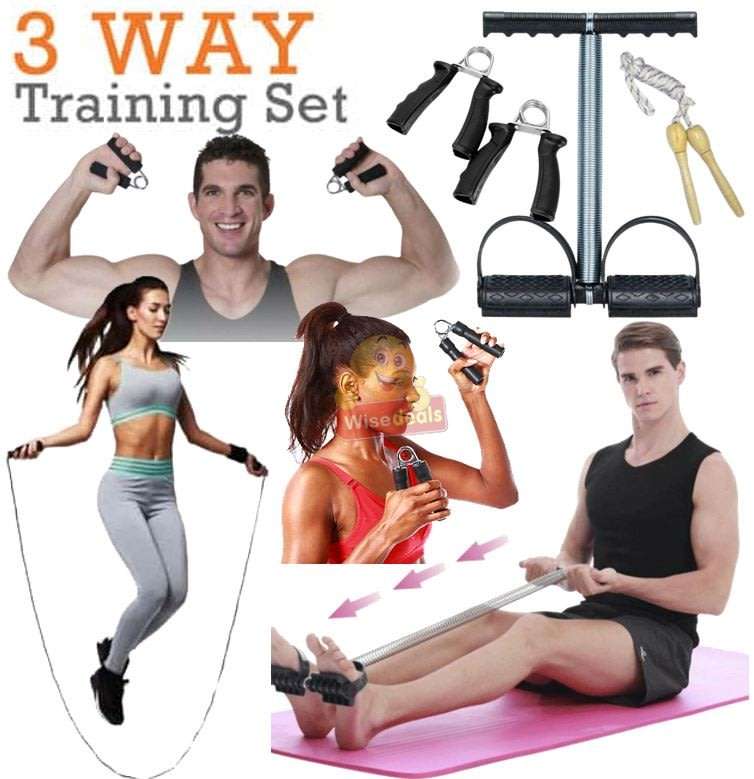 3 Way Training Set for a Full Body Workout, Muscle Building, Calorie Burning & Weight Loss