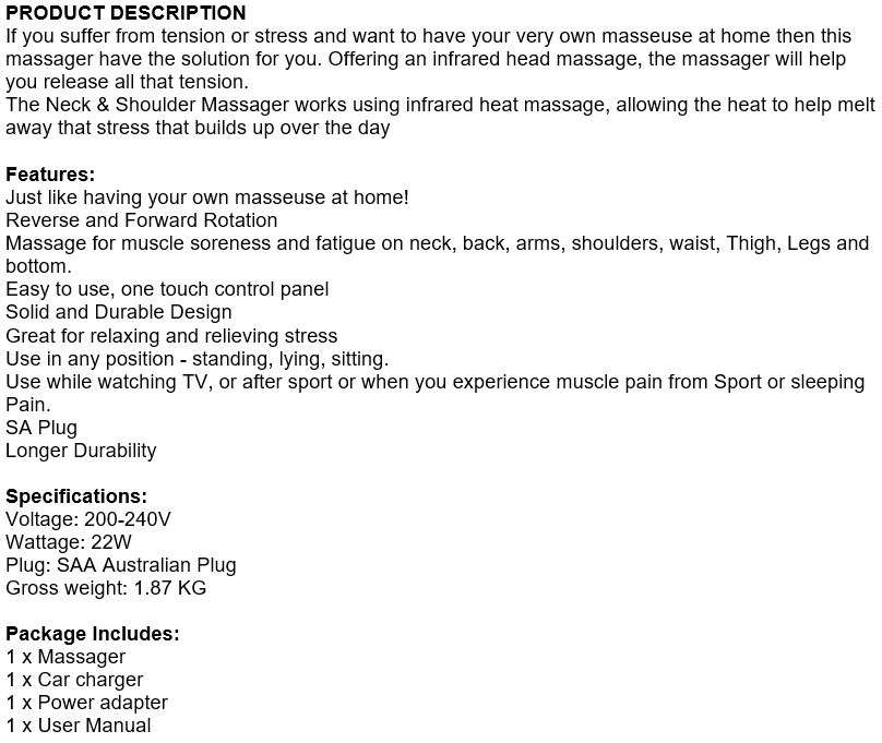 Infrared Heated Neck & Body Massager - Get Rid of All Tension, Stress and Improve Blood Circulation