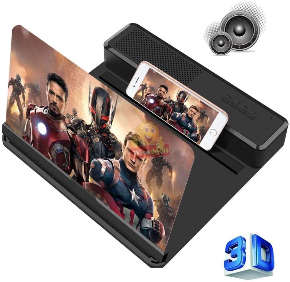 Bluetooth Speaker with Phone Screen Magnifier, Rechargeable, USB & SD Ports, Your own Home Cinema