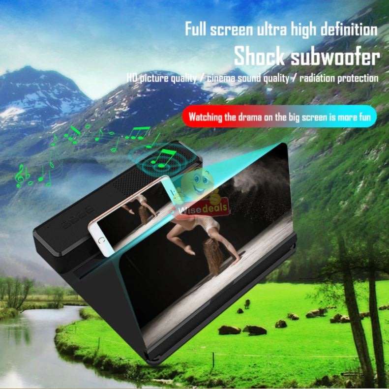 Bluetooth Speaker with Phone Screen Magnifier, Rechargeable, USB & SD Ports, Your own Home Cinema