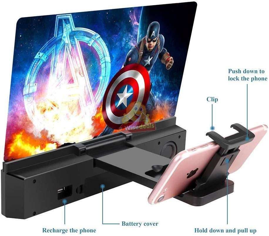 Bluetooth Speaker with Phone Screen Magnifier, Rechargeable, USB & SD Ports, Your own Home Cinema