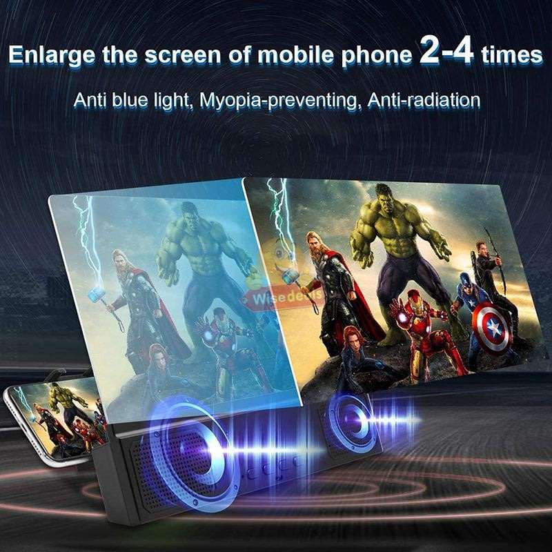 Bluetooth Speaker with Phone Screen Magnifier, Rechargeable, USB & SD Ports, Your own Home Cinema