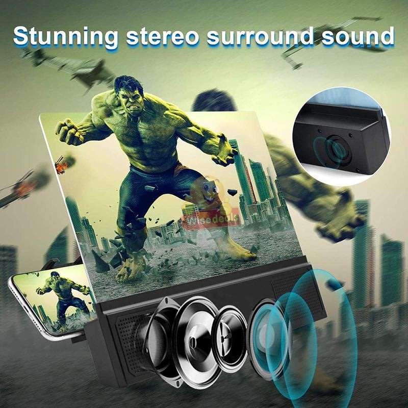 Bluetooth Speaker with Phone Screen Magnifier, Rechargeable, USB & SD Ports, Your own Home Cinema