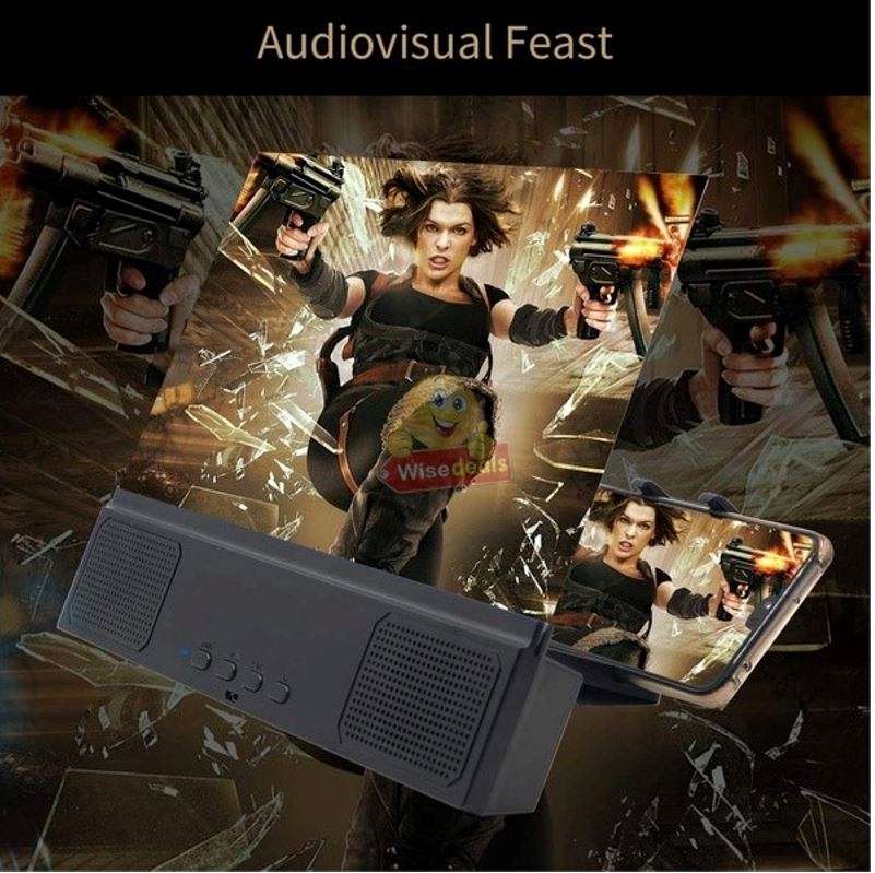 Bluetooth Speaker with Phone Screen Magnifier, Rechargeable, USB & SD Ports, Your own Home Cinema