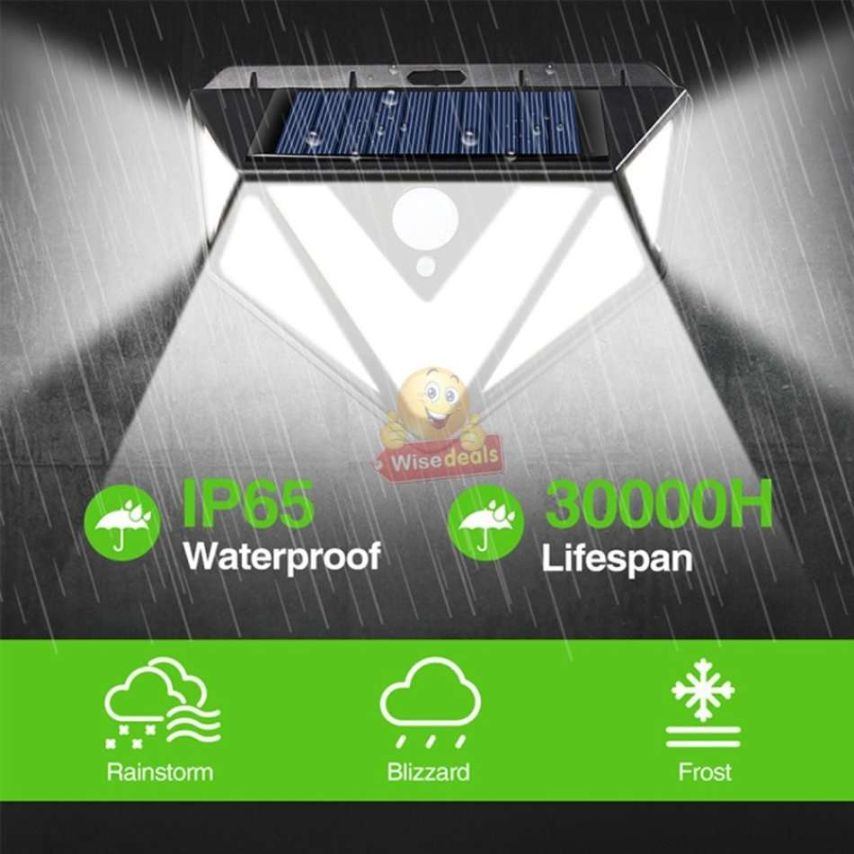 Super Bright 166 LED Solar Motion Wall Light with 3 Mode Settings, 1200LM, Waterproof etc.