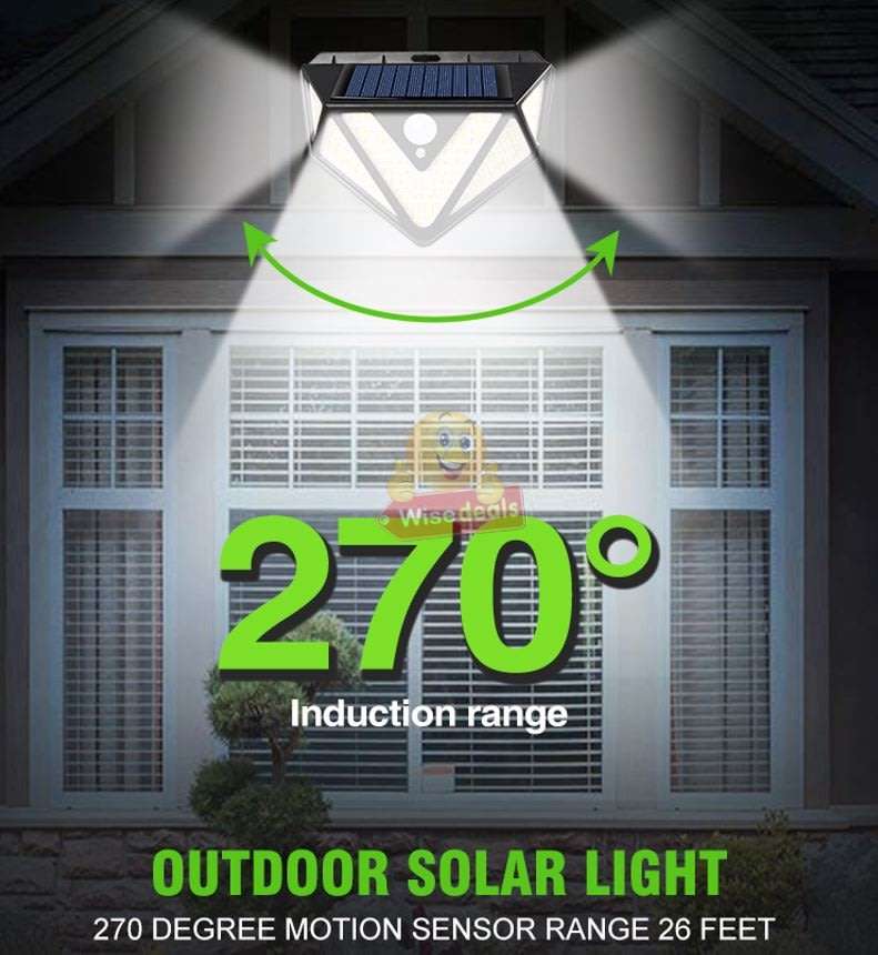 Super Bright 166 LED Solar Motion Wall Light with 3 Mode Settings, 1200LM, Waterproof etc.