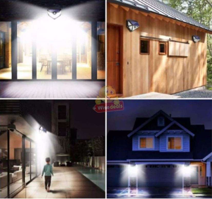 Super Bright 166 LED Solar Motion Wall Light with 3 Mode Settings, 1200LM, Waterproof etc.