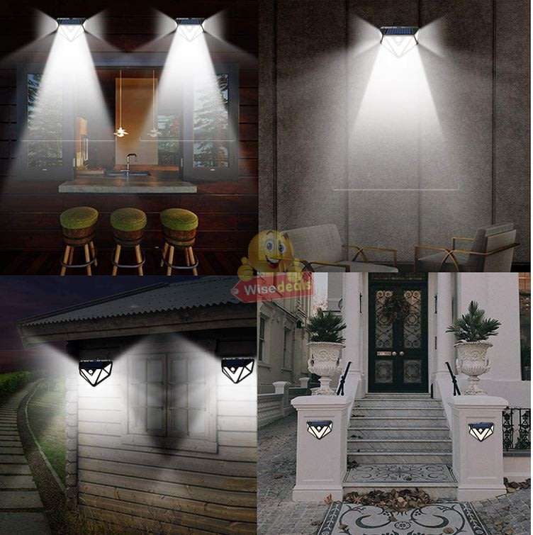 Super Bright 166 LED Solar Motion Wall Light with 3 Mode Settings, 1200LM, Waterproof etc.