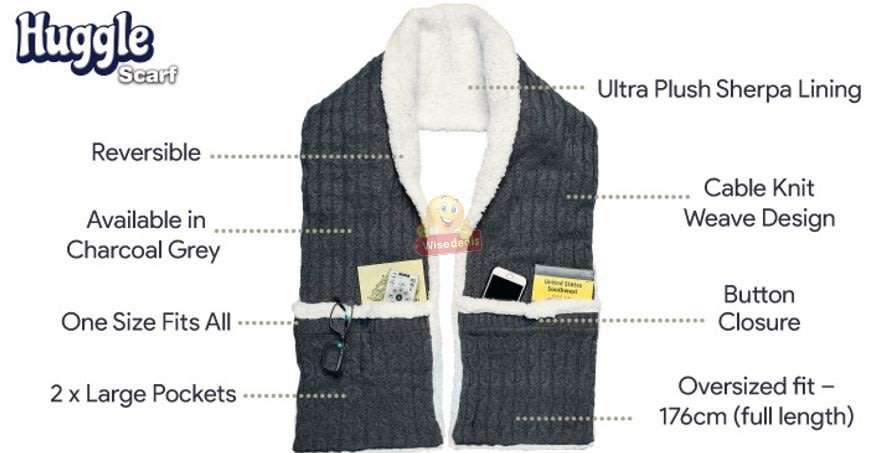 Super Soft, Ultra-Plus Scarf with Pockets, Stay Warm and Keep Your Belongings Safe - Mothersday