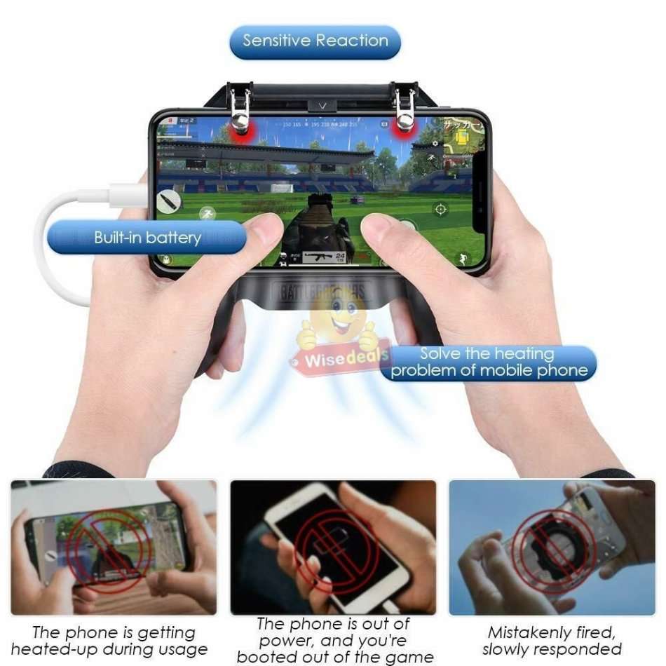 4-IN1 Mobile Game Controller, Works as Gamepad, Gaming Trigger, Phone Charging and Cooling Fan