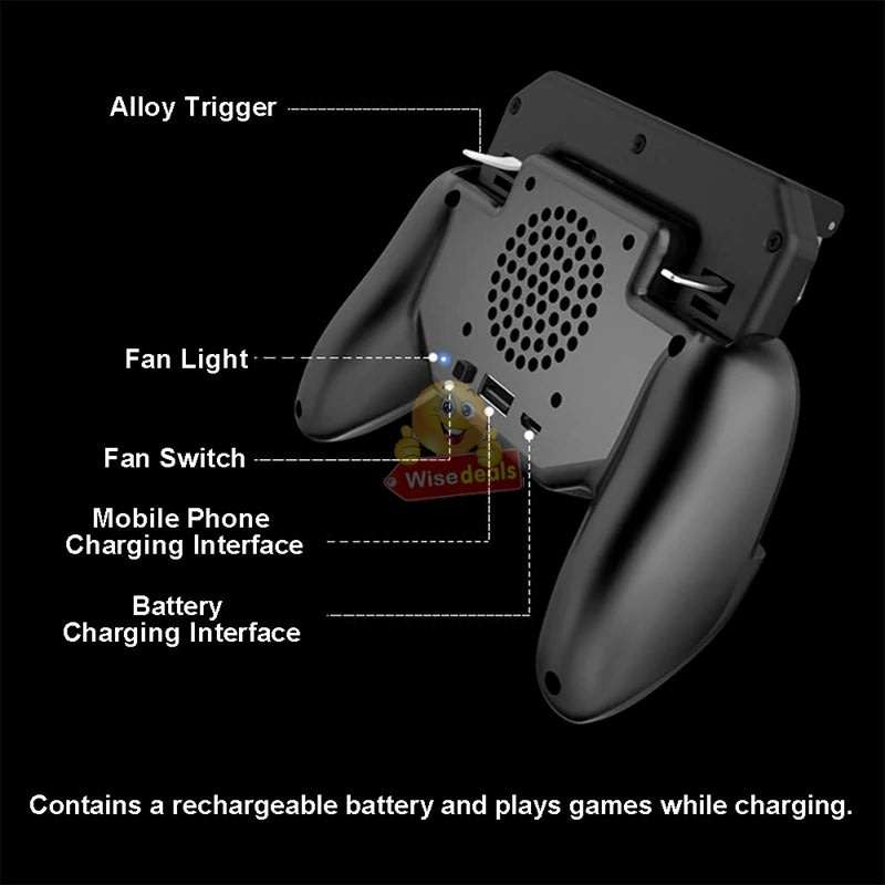 4-IN1 Mobile Game Controller, Works as Gamepad, Gaming Trigger, Phone Charging and Cooling Fan