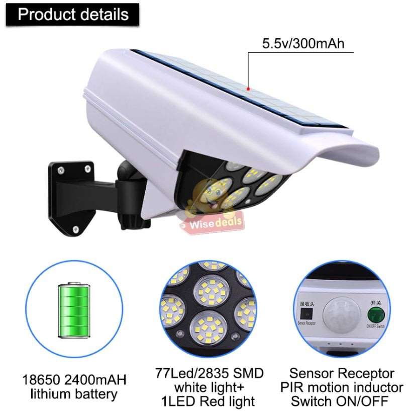 Solar Security Motion Sensor Flood Light with Remote Control, 3 Setting Modes, Waterproof etc.